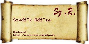 Szvák Róza névjegykártya